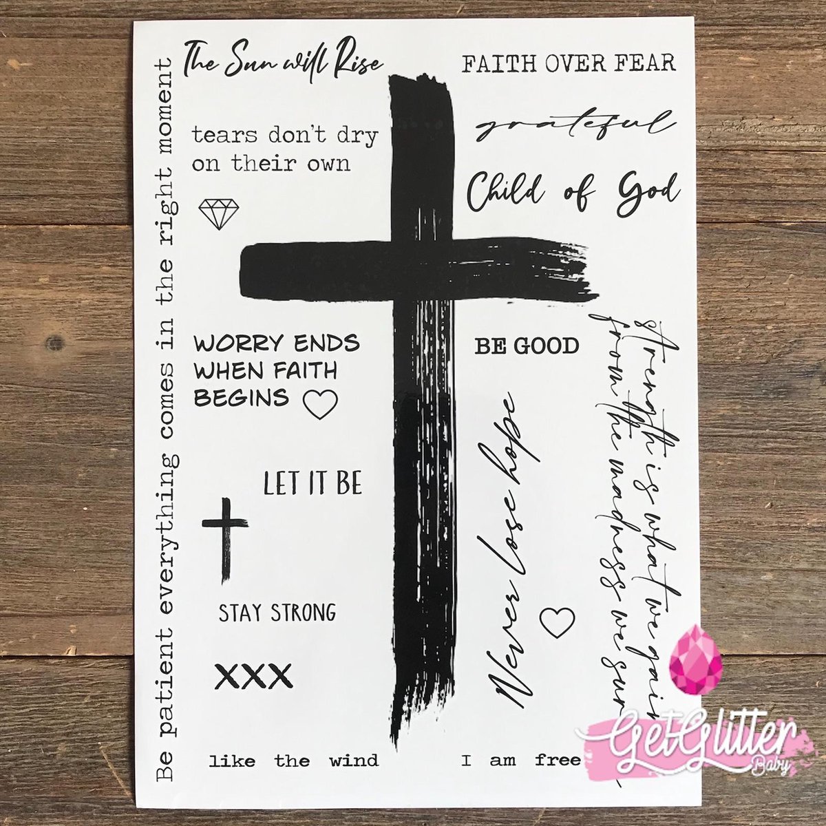GetGlitterBaby - Henna Plak Tattoos / Tijdelijke Tattoo / Nep Tatoeage / Fake Temporary Tattoo - Faith