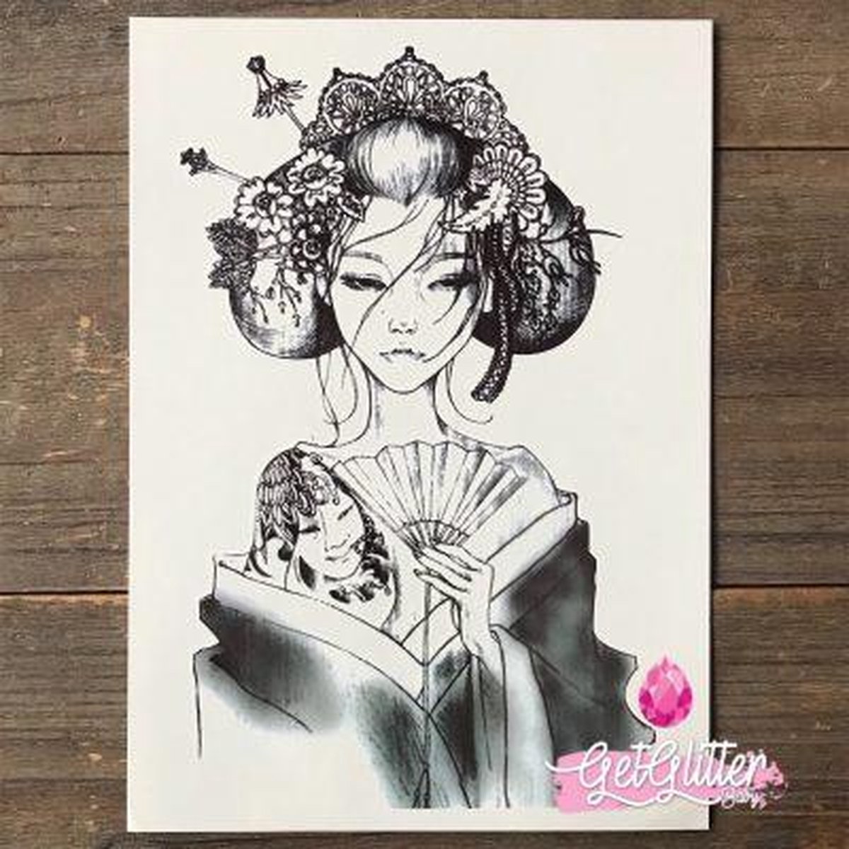   - Henna Plak Tattoos / Tijdelijke Tattoo / Nep Tatoeage / Fake Temporary Tattoo - Geisha