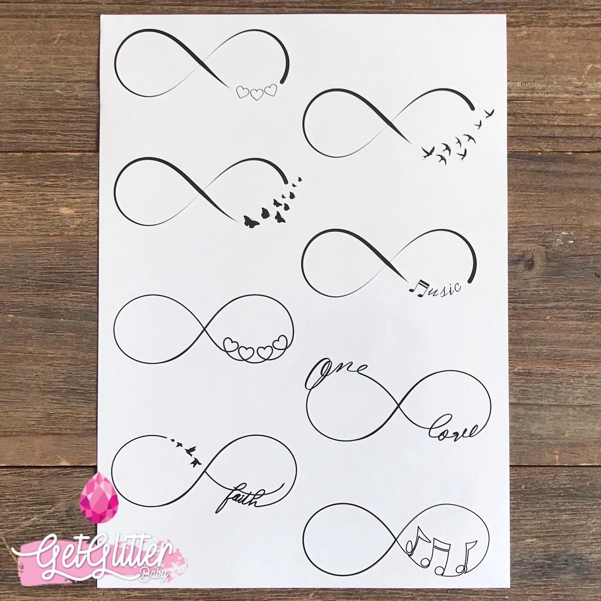 GetGlitterBaby - Henna Plak Tattoos / Tijdelijke Tattoo / Nep Tatoeage / Fake Temporary Tattoo - Infinity
