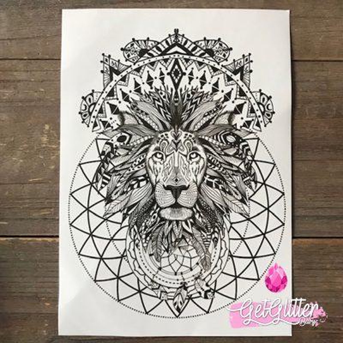   - Henna Plak Tattoos / Tijdelijke Tattoo / Nep Tatoeage / Fake Temporary Tattoo - Leeuw