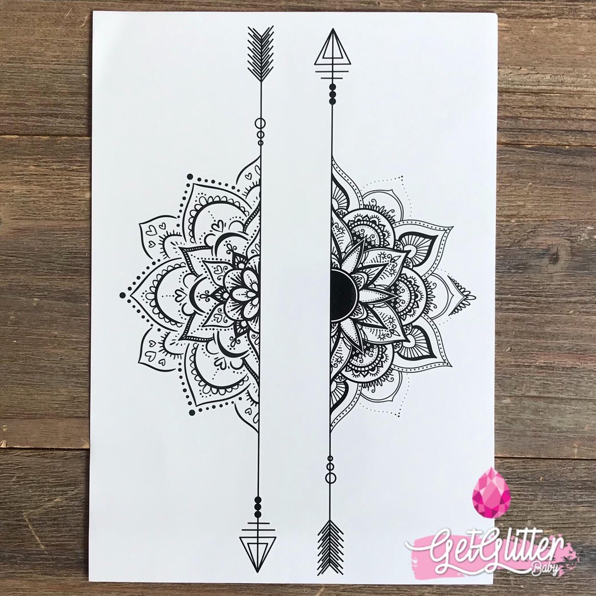   - Henna Plak Tattoos / Tijdelijke Tattoo / Nep Tatoeage / Fake Temporary Tattoo - Mandala