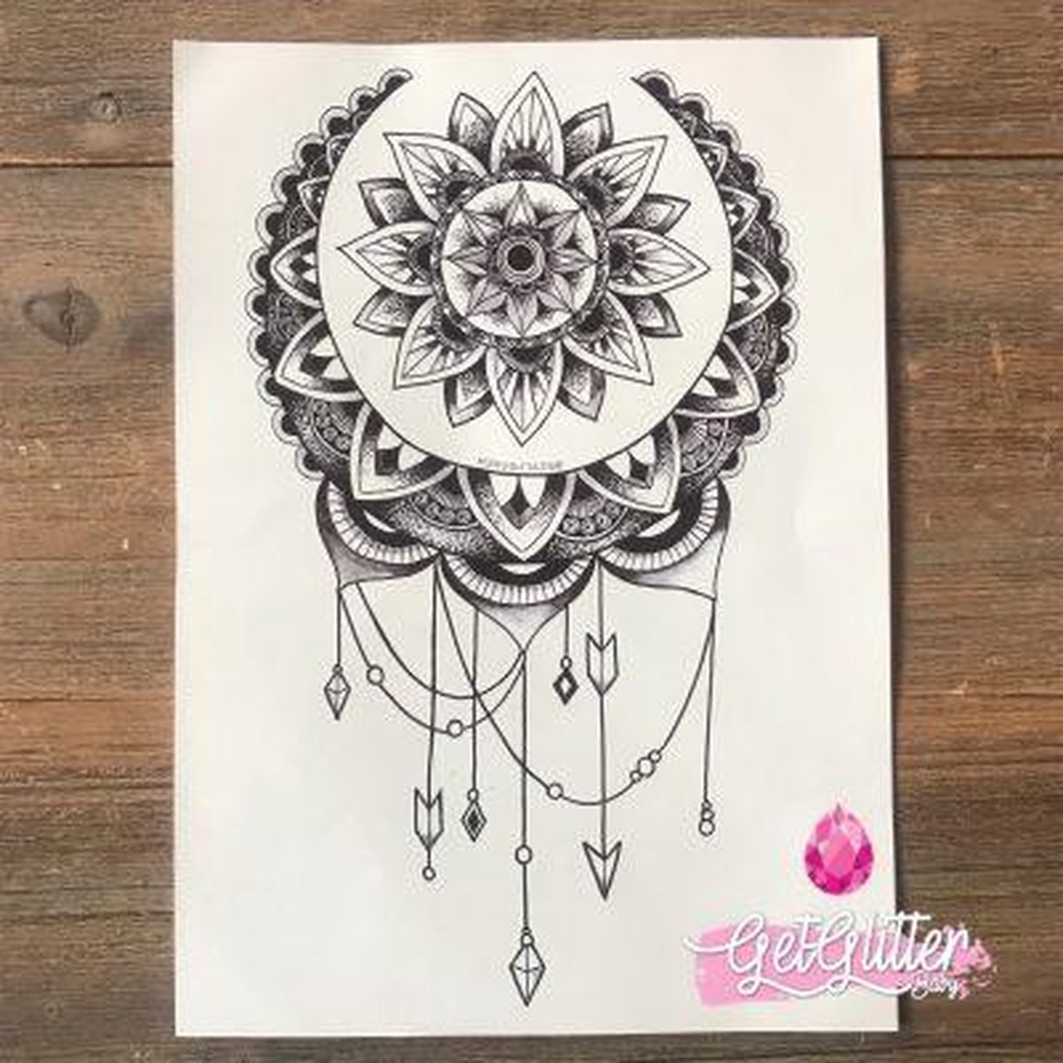   - Henna Plak Tattoos / Tijdelijke Tattoo / Nep Tatoeage / Fake Temporary Tattoo - Mandala Dreamcatcher