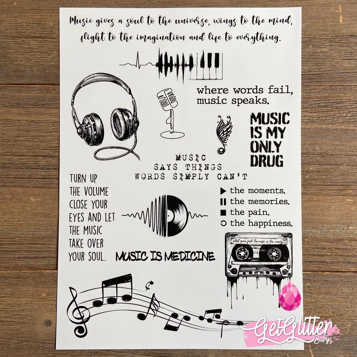   - Henna Plak Tattoos / Tijdelijke Tattoo / Nep Tatoeage / Fake Temporary Tattoo - Muziek