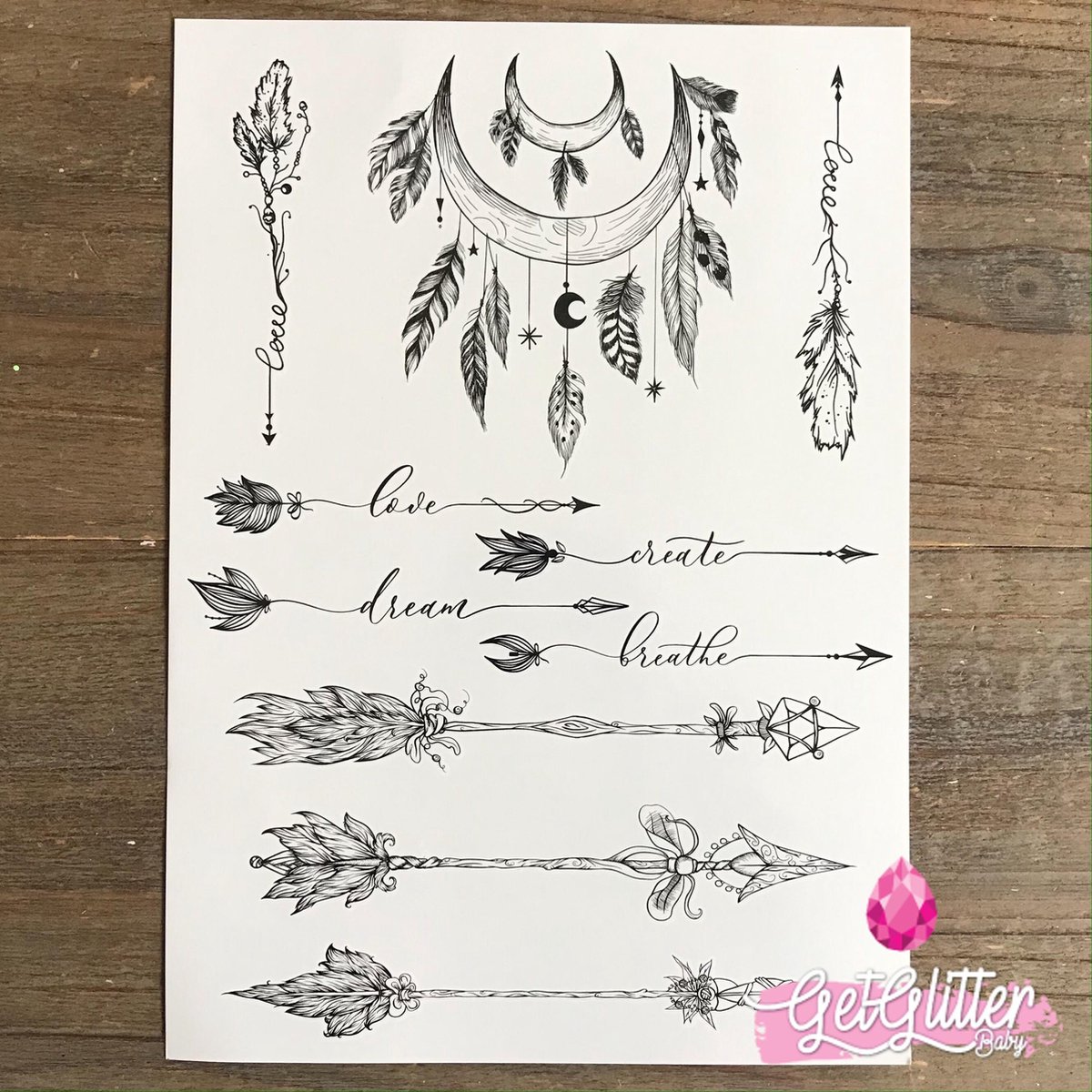   - Henna Plak Tattoos / Tijdelijke Tattoo / Nep Tatoeage / Fake Temporary Tattoo - Pijlen