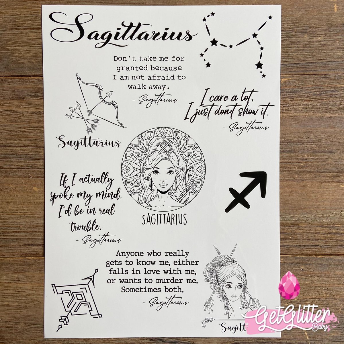   - Henna Plak Tattoos / Tijdelijke Tattoo / Nep Tatoeage / Fake Temporary Tattoo - Sterrenbeeld - Boogschutter / Sagittarius