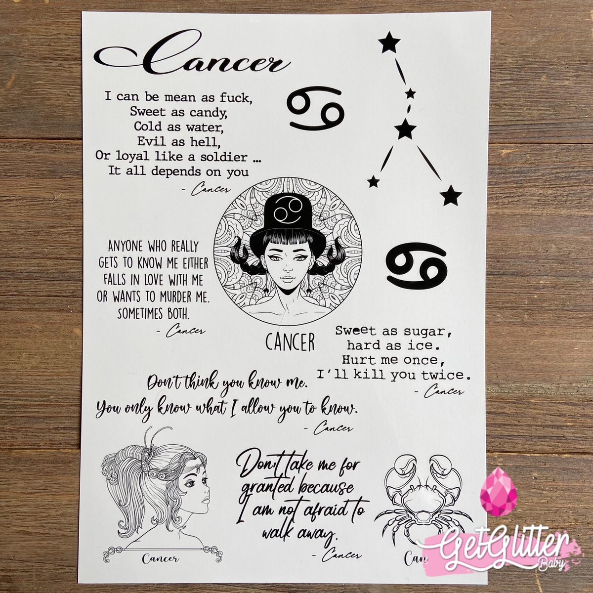   - Henna Plak Tattoos / Tijdelijke Tattoo / Nep Tatoeage / Fake Temporary Tattoo - Sterrenbeeld - Kreeft / Cancer