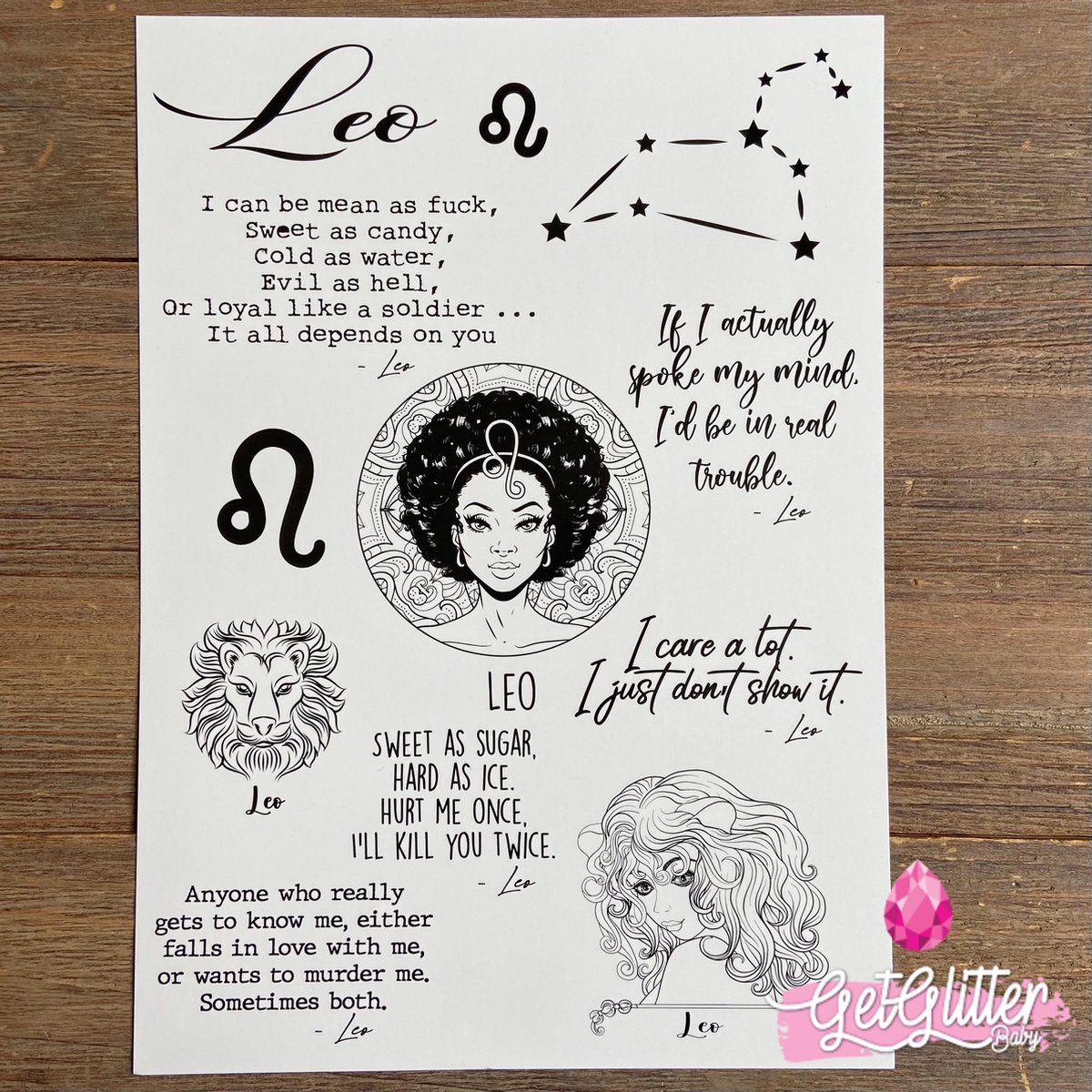   - Henna Plak Tattoos / Tijdelijke Tattoo / Nep Tatoeage / Fake Temporary Tattoo - Sterrenbeeld - Leeuw / Leo