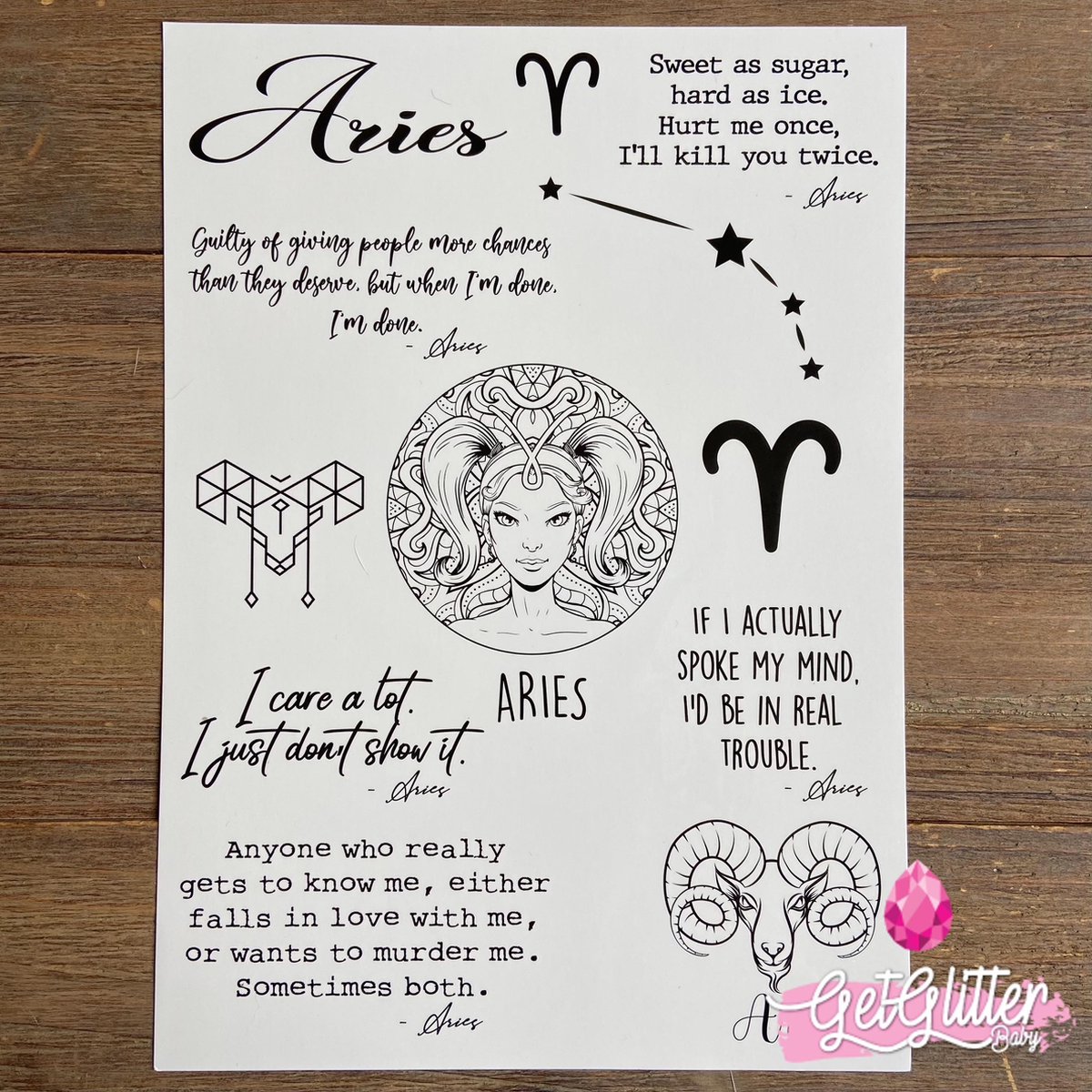   - Henna Plak Tattoos / Tijdelijke Tattoo / Nep Tatoeage / Fake Temporary Tattoo - Sterrenbeeld - Ram / Aries