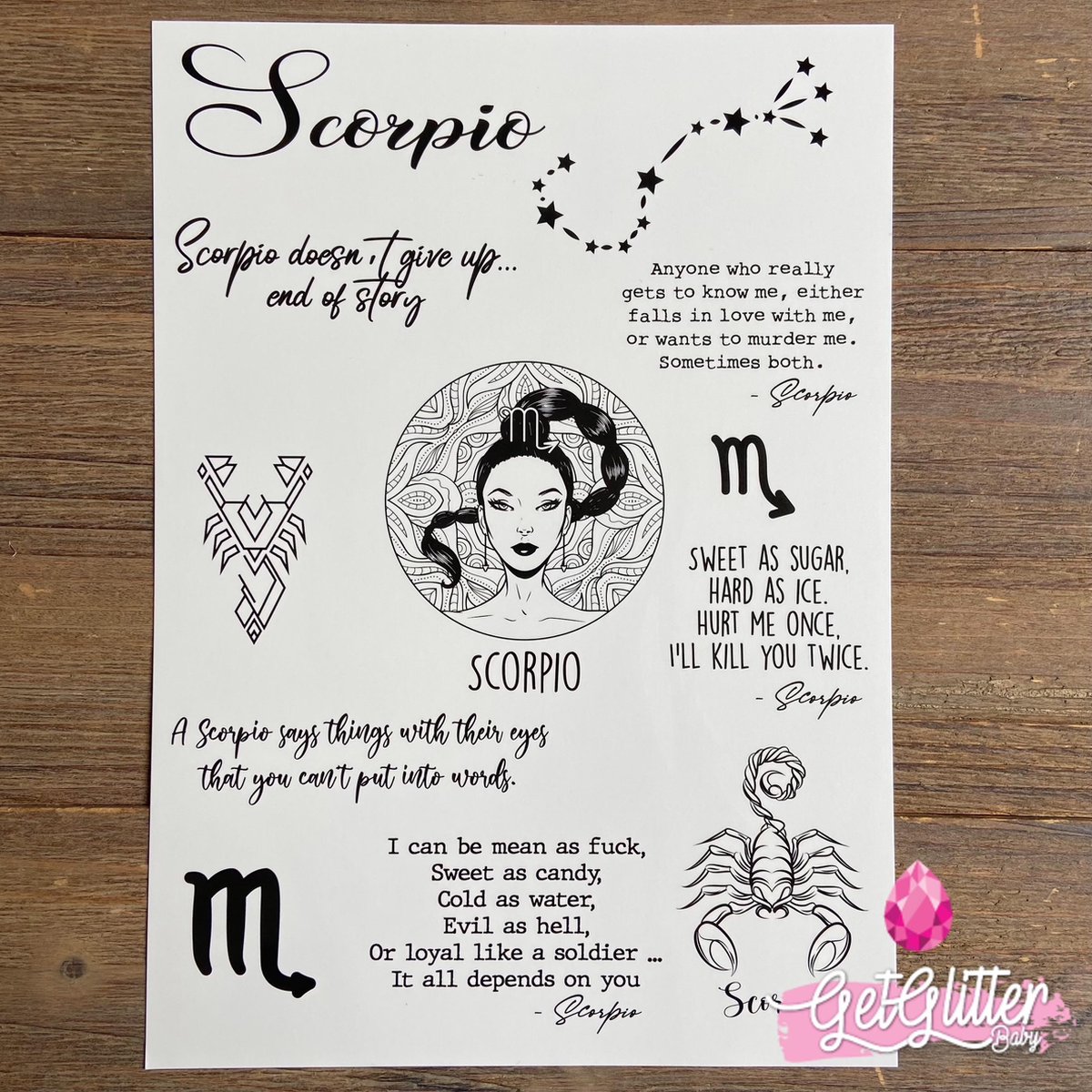   - Henna Plak Tattoos / Tijdelijke Tattoo / Nep Tatoeage / Fake Temporary Tattoo - Sterrenbeeld - Schorpioen / Scorpio