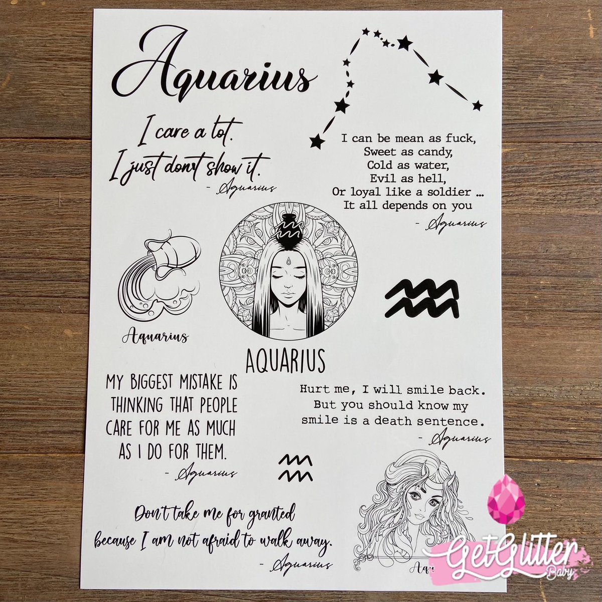   - Henna Plak Tattoos / Tijdelijke Tattoo / Nep Tatoeage / Fake Temporary Tattoo - Sterrenbeeld - Waterman / Aquarius