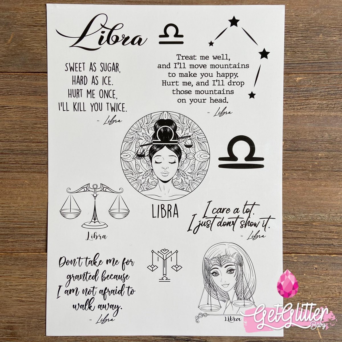   - Henna Plak Tattoos / Tijdelijke Tattoo / Nep Tatoeage / Fake Temporary Tattoo - Sterrenbeeld - Weegschaal / Libra