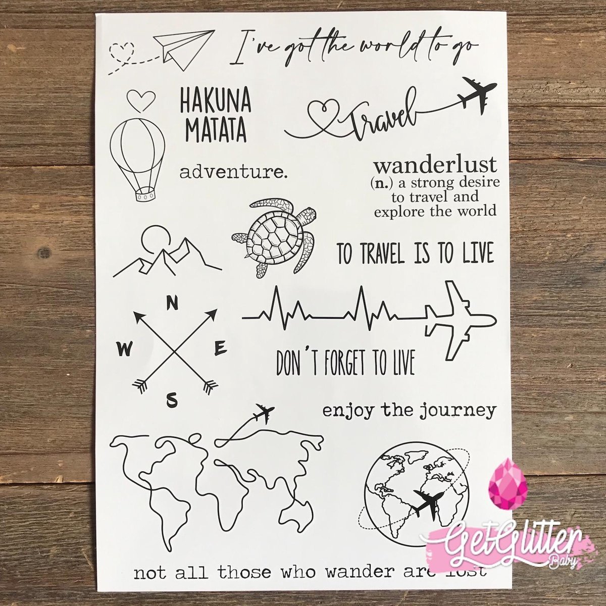 GetGlitterBaby - Henna Plak Tattoos / Tijdelijke Tattoo / Nep Tatoeage / Fake Temporary Tattoo - Travel
