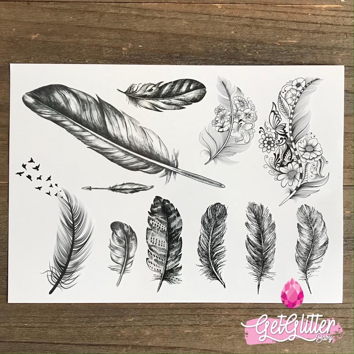   - Henna Plak Tattoos / Tijdelijke Tattoo / Nep Tatoeage / Fake Temporary Tattoo - Veren