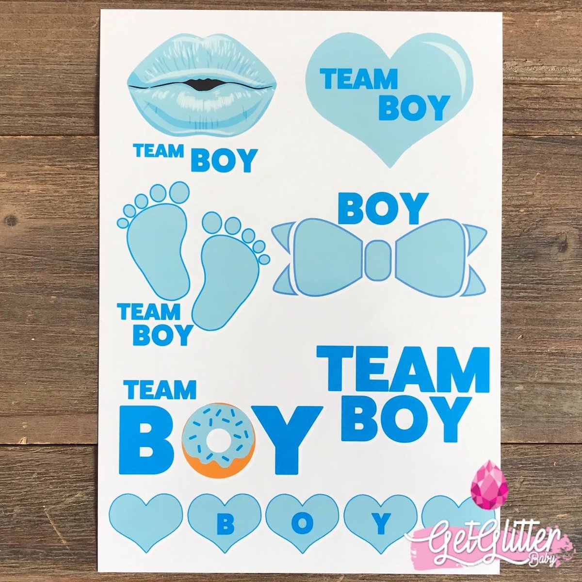   - Plak Tattoos / Tijdelijke Tattoo - Gender Reveal Versiering - Boy or Girl - Team Boy