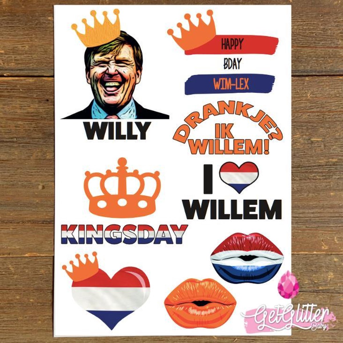   - Plak Tattoos / Tijdelijke Tattoo / Nep Tatoeage - Oranje Smink Versiering - Koningsdag
