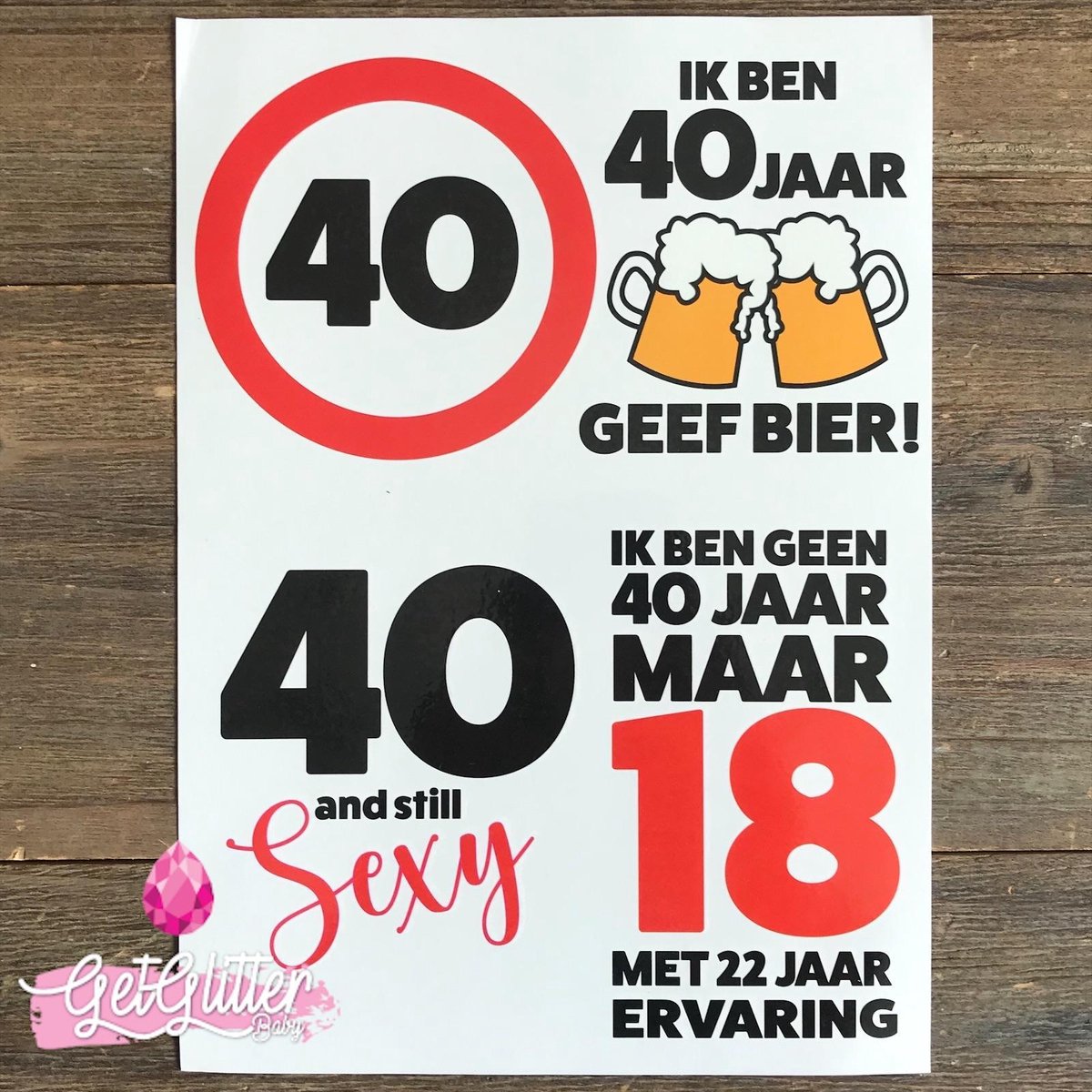   - Plak Tattoos / Tijdelijke Tattoo - Versiering 40 jaar Verjaardag - Man