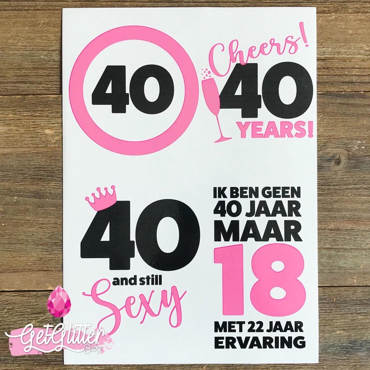 GetGlitterBaby - Plak Tattoos / Tijdelijke Tattoo - Versiering 40 jaar Verjaardag - Vrouw