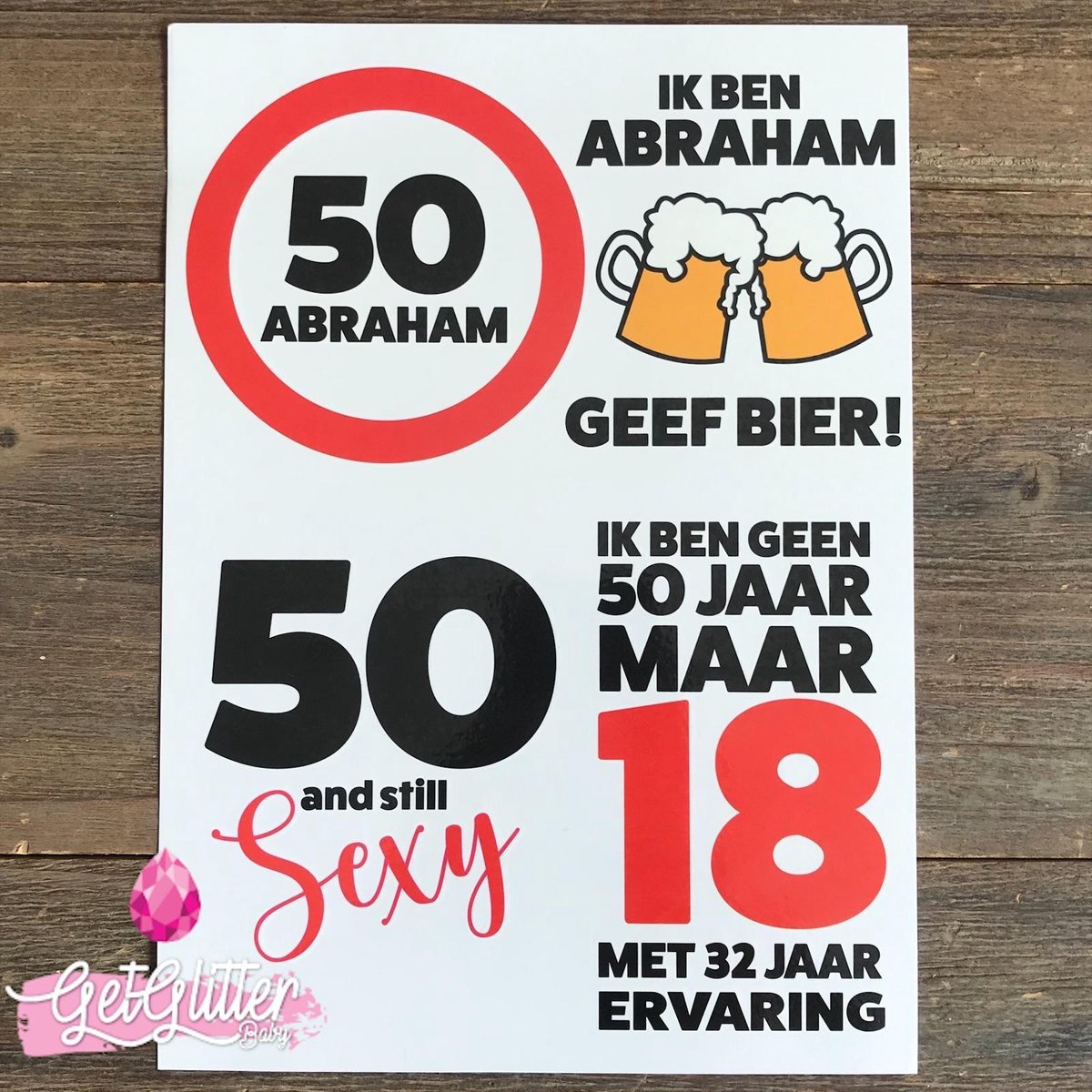   - Plak Tattoos / Tijdelijke Tattoo - Versiering 50 jaar Verjaardag - Abraham