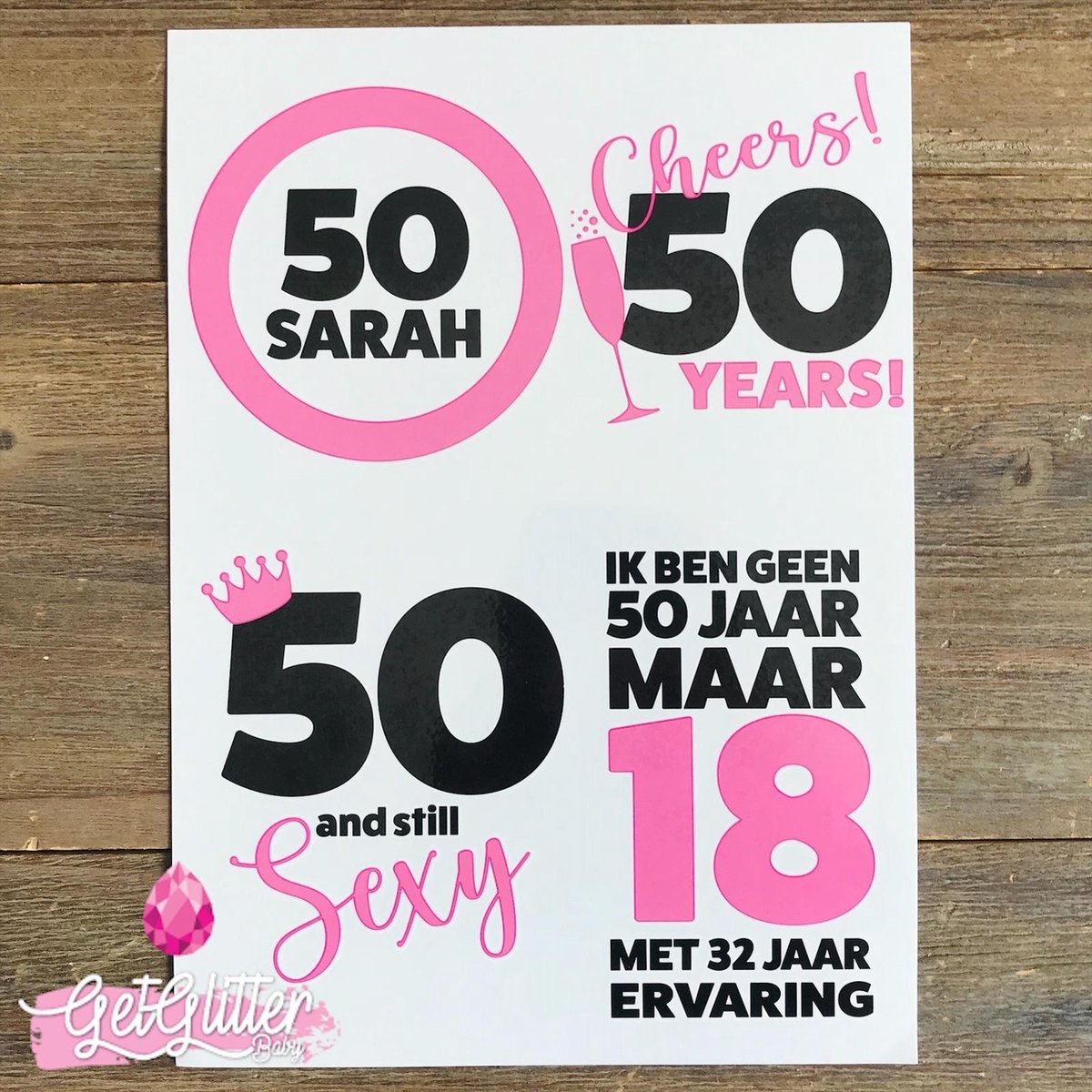  - Plak Tattoos / Tijdelijke Tattoo - Versiering 50 jaar Verjaardag - Sarah