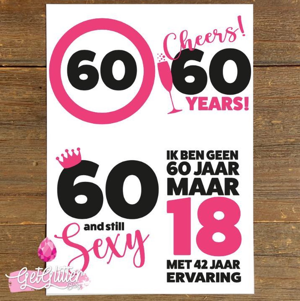   - Plak Tattoos / Tijdelijke Tattoo - Versiering 60 jaar Verjaardag - Vrouw