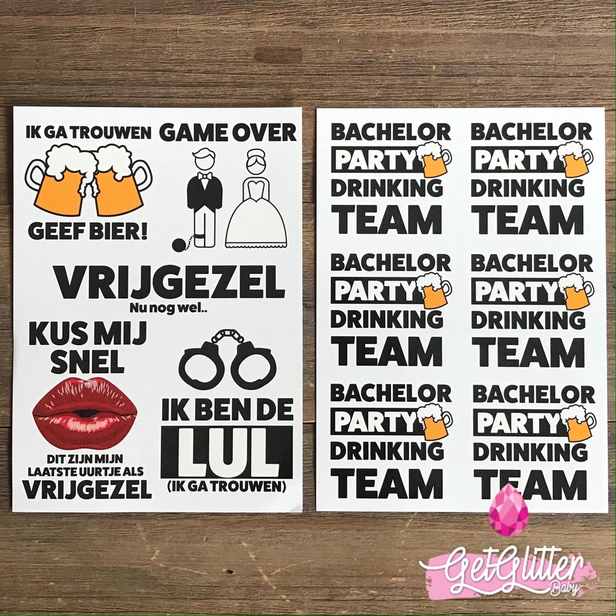   - Plak Tattoos / Tijdelijke Tattoo - Vrijgezellenfeest Mannen Versiering - Bachelor Party - 2 Stuks