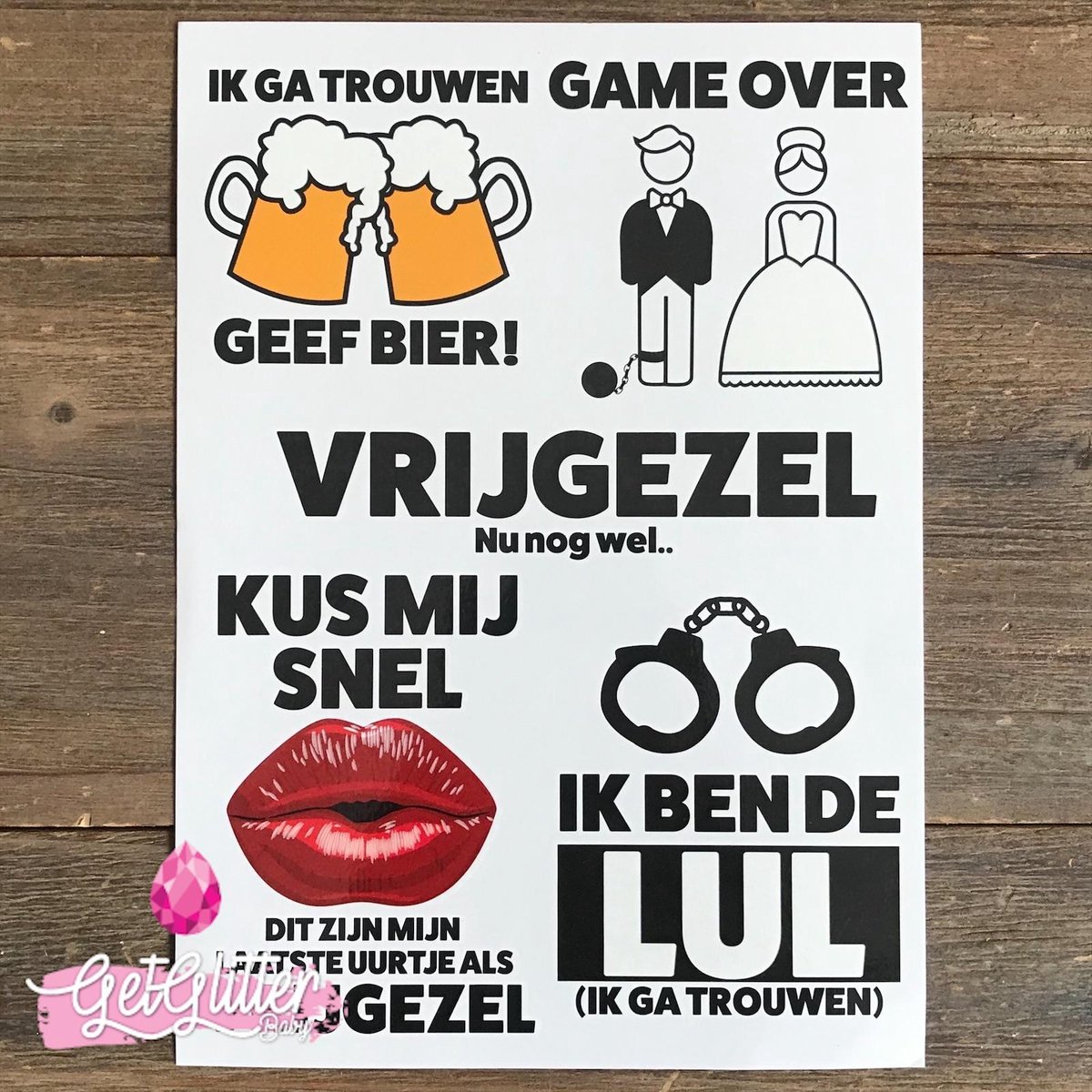 GetGlitterBaby - Plak Tattoos / Tijdelijke Tattoo - Vrijgezellenfeest Mannen Versiering - Bachelor Party