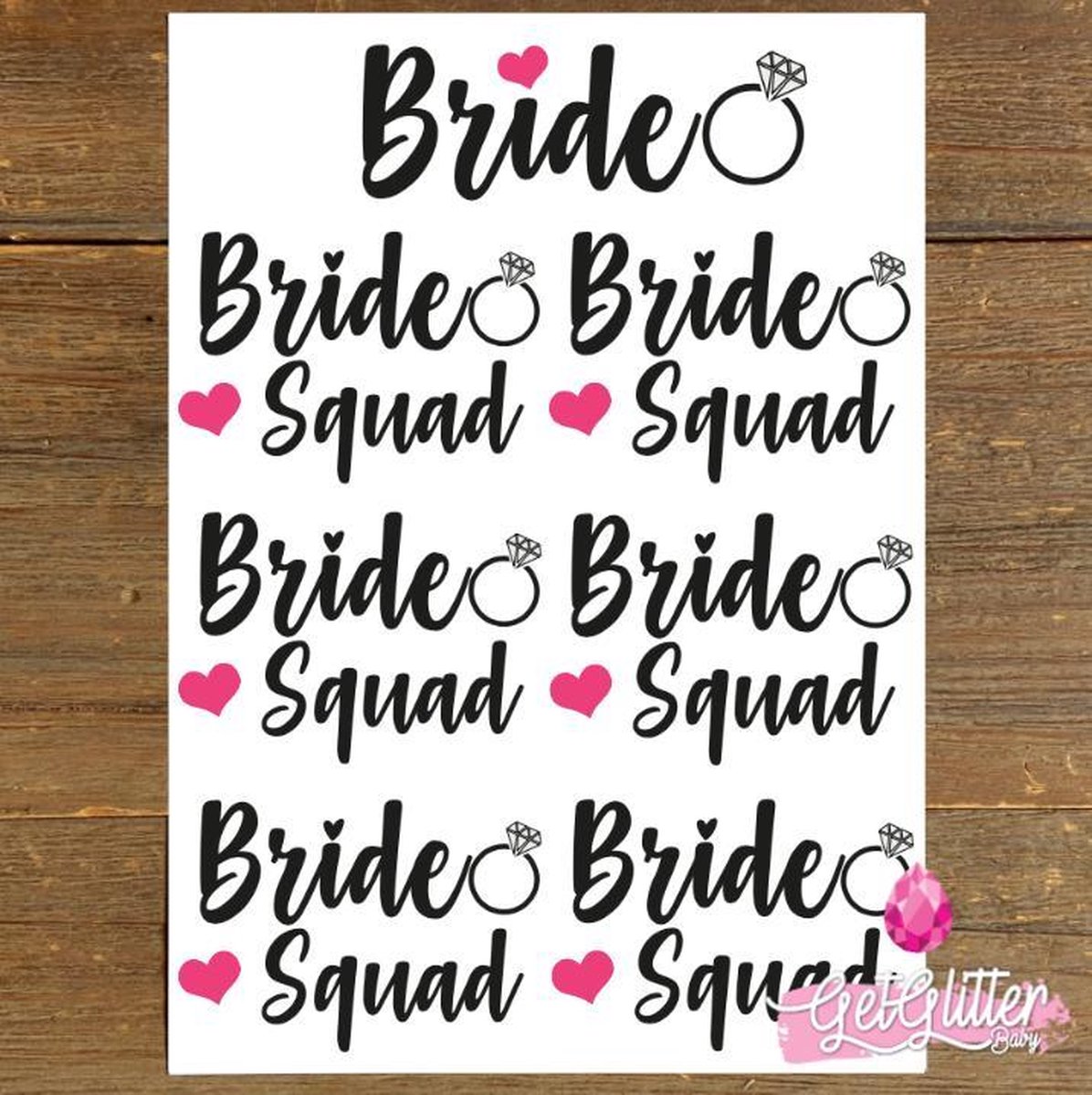   - Plak Tattoos / Tijdelijke Tattoo - Vrijgezellenfeest Vrouw - Bride / Bride Squad