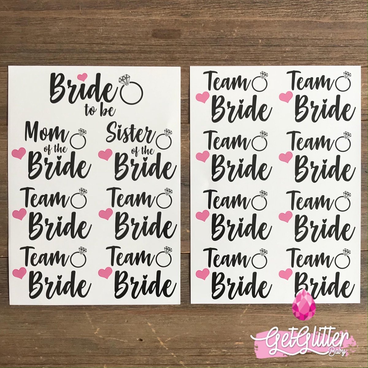   - Plak Tattoos / Tijdelijke Tattoo - Vrijgezellenfeest Vrouw - Bride to be & Team Bride Mom / Sister - 2 Stuks
