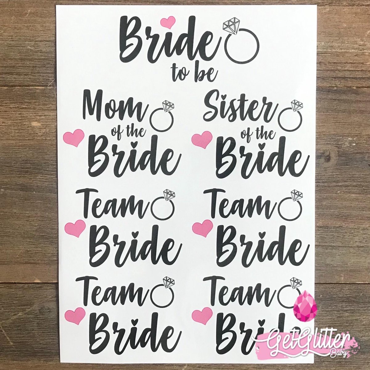   - Plak Tattoos / Tijdelijke Tattoo - Vrijgezellenfeest Vrouw - Bride to be / Team Bride + Moeder & Zus