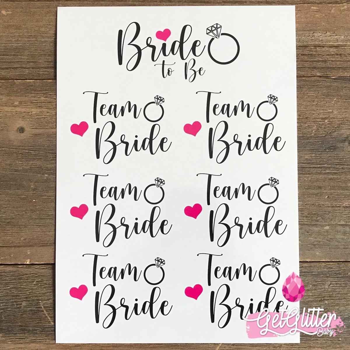   - Plak Tattoos / Tijdelijke Tattoo - Vrijgezellenfeest Vrouw - Bride to be / Team Bride