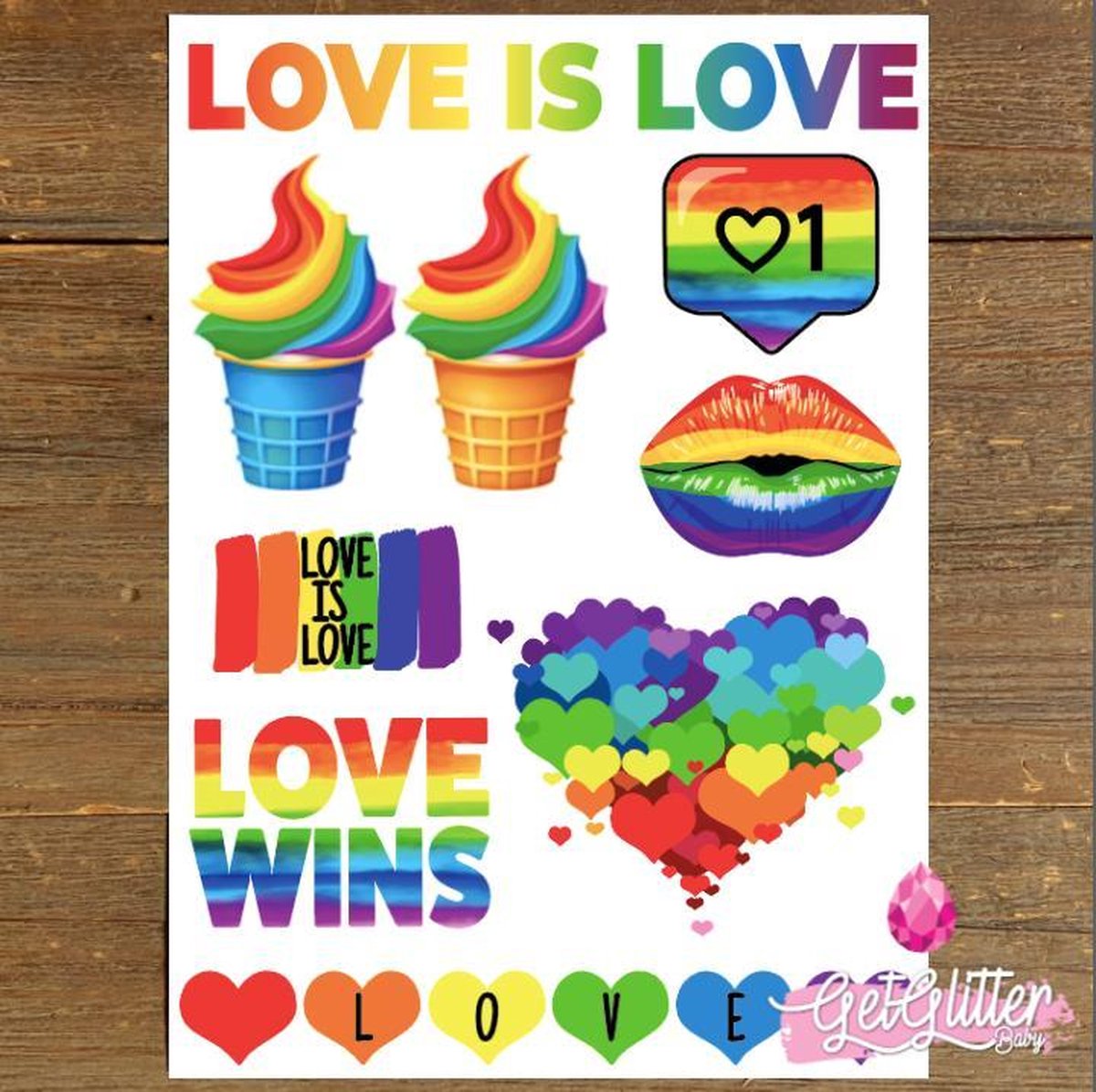   - Plak Tattoos / Tijdelijke Tattoo Stickers / Gezicht Schmink Versiering- Pride Gaypride Regenboog Vlag