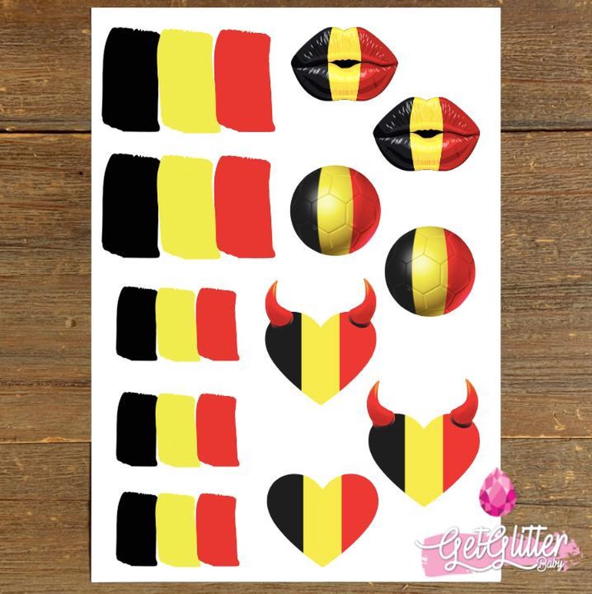   - Plak Tattoos EK Voetbal / Tijdelijke Tattoo Sticker / Nep Tatoeage / Smink - België / Belgische Vlag / Rode Duivels
