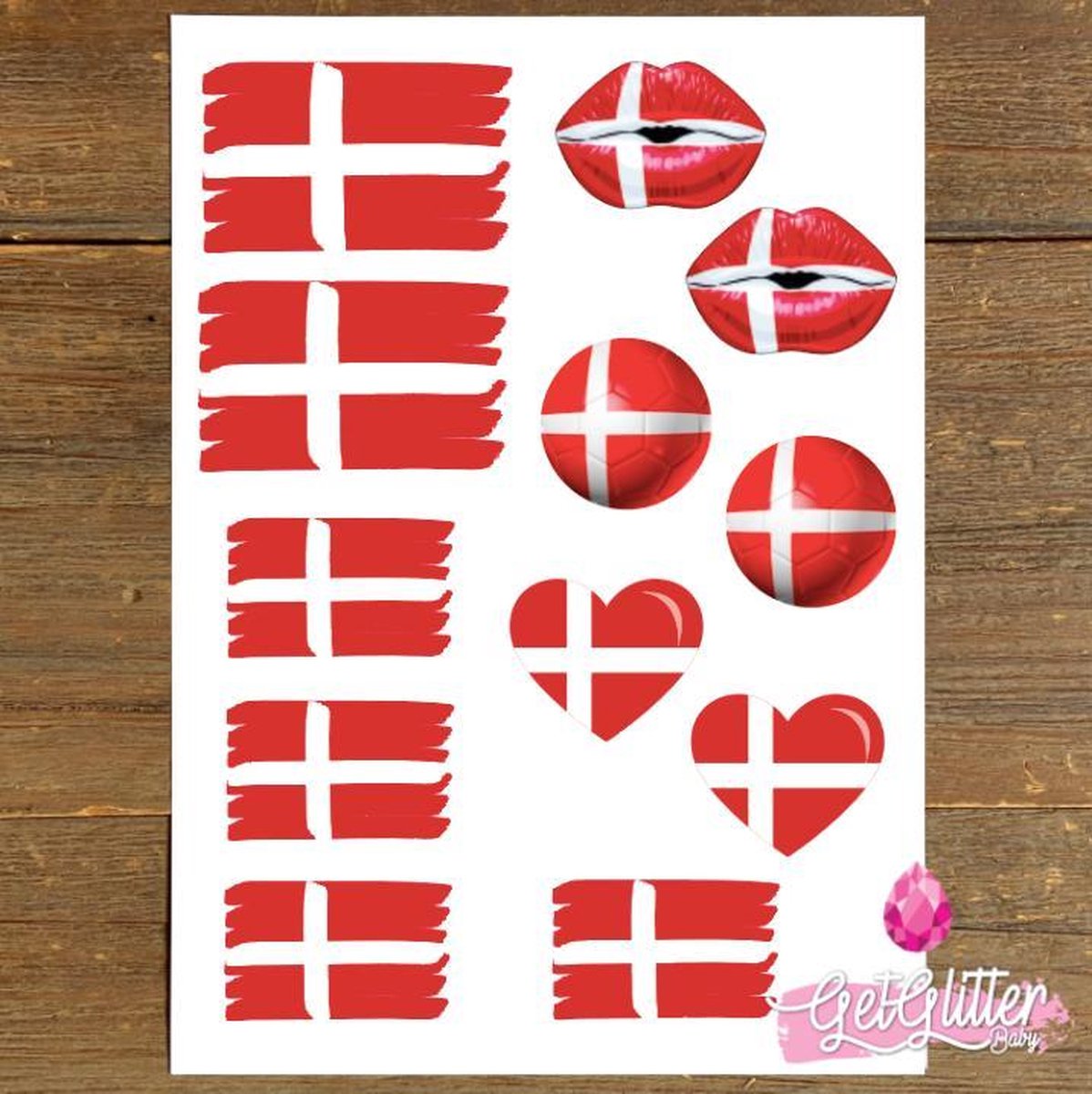   - Plak Tattoos EK Voetbal / Tijdelijke Tattoo Sticker / Nep Tatoeage / Smink - Denemarken / Deense Vlag / Denmark