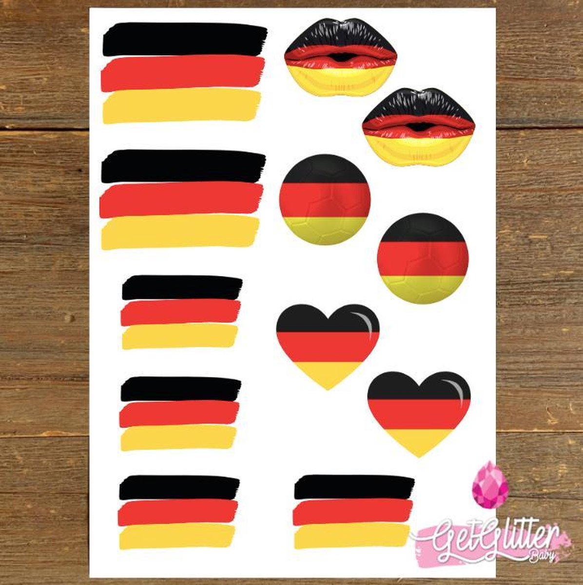   - Plak Tattoos EK Voetbal / Tijdelijke Tattoo Sticker / Nep Tatoeage / Smink - Duitsland / Duitse Vlag / Germany