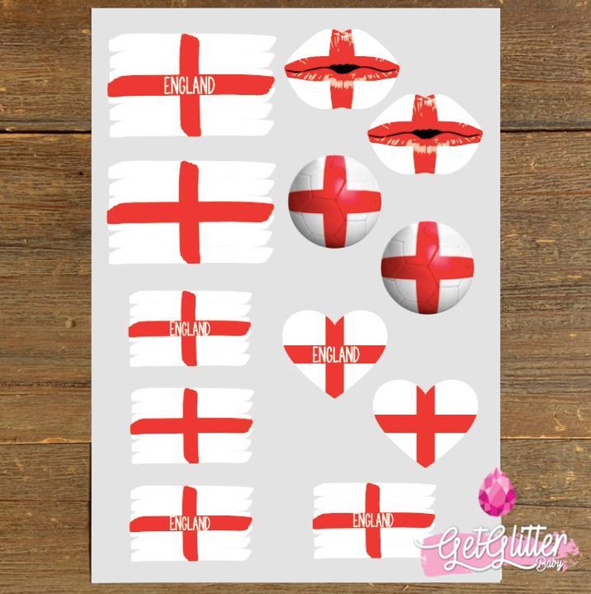   - Plak Tattoos EK Voetbal / Tijdelijke Tattoo Sticker / Nep Tatoeage / Smink - Engeland / Engelse Vlag / England