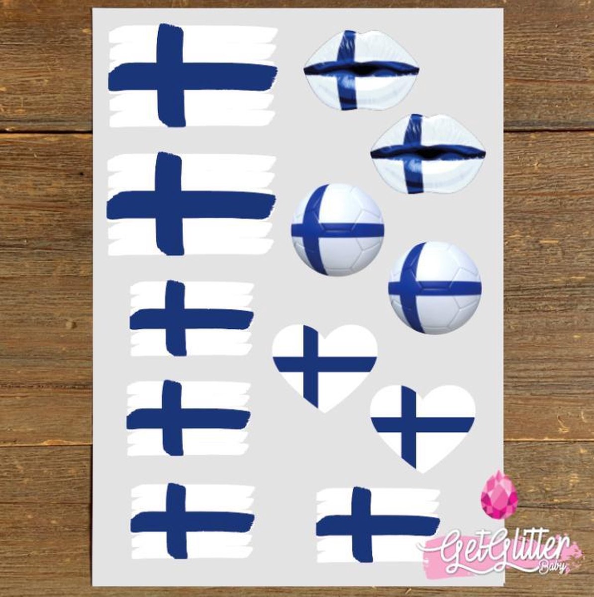   - Plak Tattoos EK Voetbal / Tijdelijke Tattoo Sticker / Nep Tatoeage / Smink - Finland / Finse Vlag