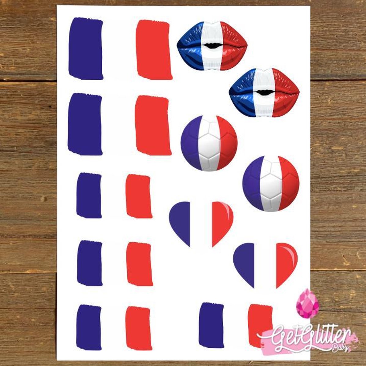  - Plak Tattoos EK Voetbal / Tijdelijke Tattoo Sticker / Nep Tatoeage / Smink - Frankrijk / Franse Vlag / France
