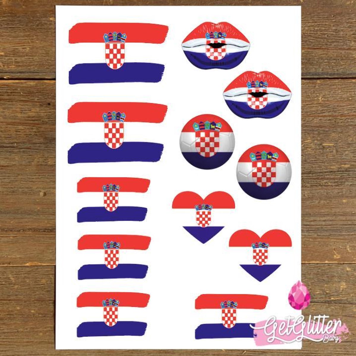   - Plak Tattoos EK Voetbal / Tijdelijke Tattoo Sticker / Nep Tatoeage / Smink - Kroatië / Kroatische Vlag / Croatia
