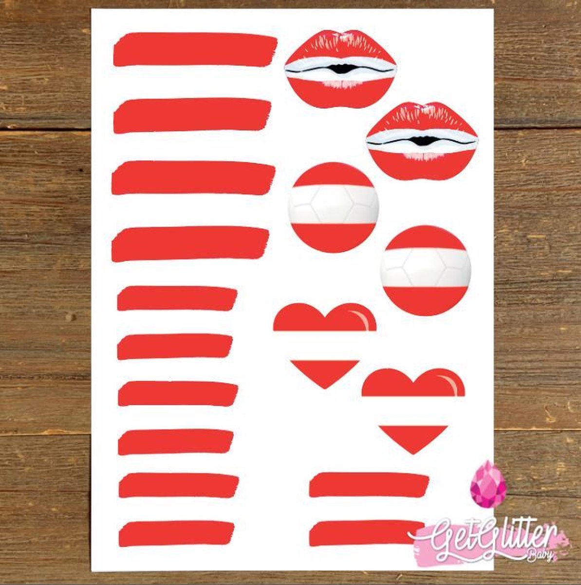   - Plak Tattoos EK Voetbal / Tijdelijke Tattoo Sticker / Nep Tatoeage / Smink - Oostenrijk / Oostenrijkse Vlag / Austria