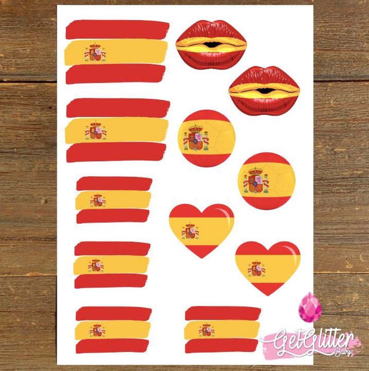   - Plak Tattoos EK Voetbal / Tijdelijke Tattoo Sticker / Nep Tatoeage / Smink - Spanje / Spaanse Vlag / Spain