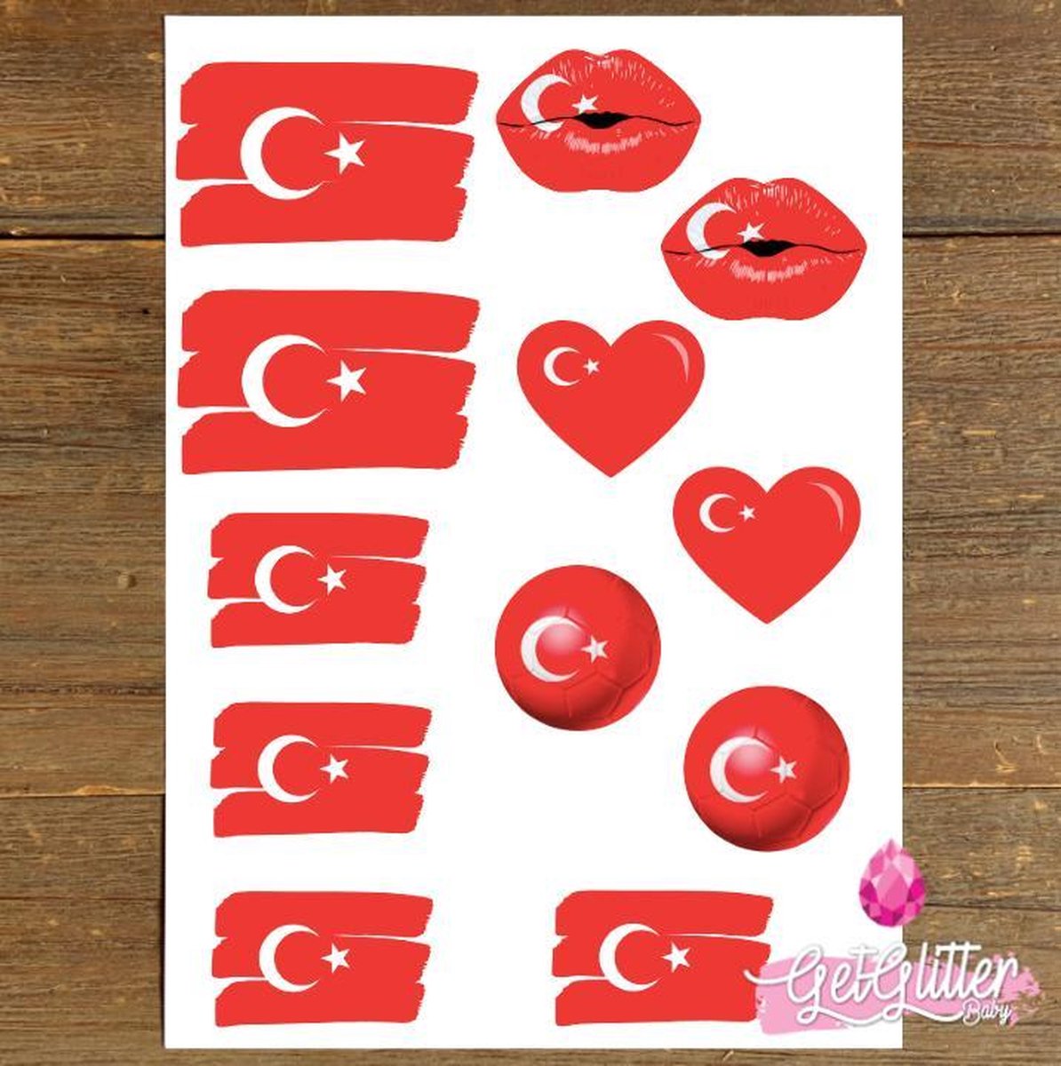   - Plak Tattoos EK Voetbal / Tijdelijke Tattoo Sticker / Nep Tatoeage / Smink - Turkije / Turkse Vlag / Turkey
