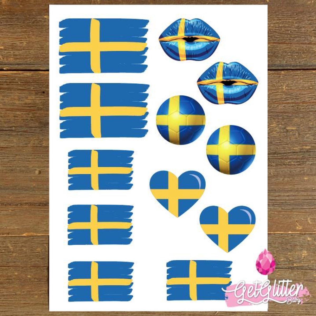  - Plak Tattoos EK Voetbal / Tijdelijke Tattoo Sticker / Nep Tatoeage / Smink - Zweden / Zweedse Vlag / Sweden