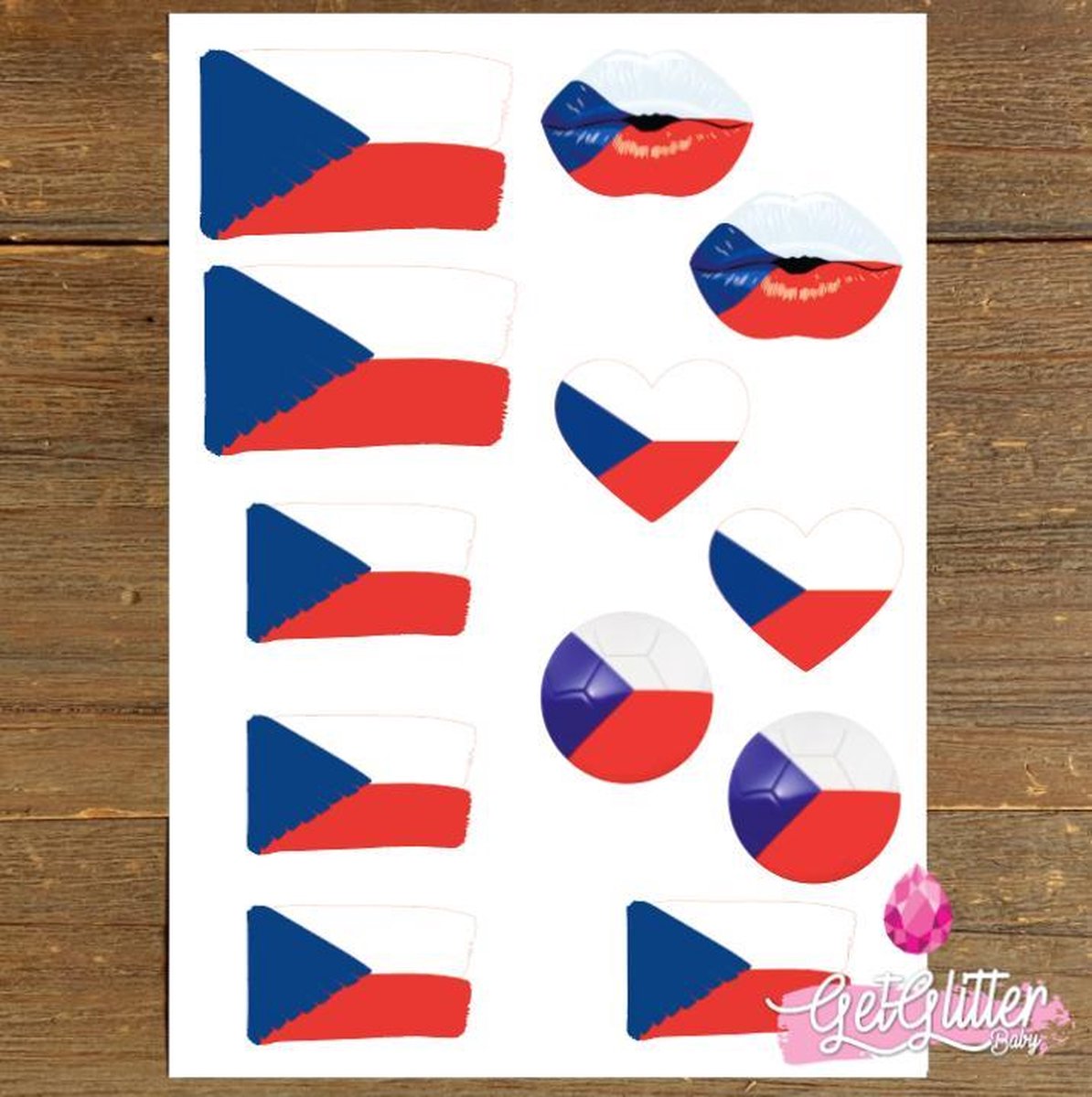   - Plak Tattoos EK Voetbal / Tijdelijke Tattoo Sticker / Nep Tatoeage / Smink Versiering - Tsjechië / Tsjechische Vlag / Czech Republic