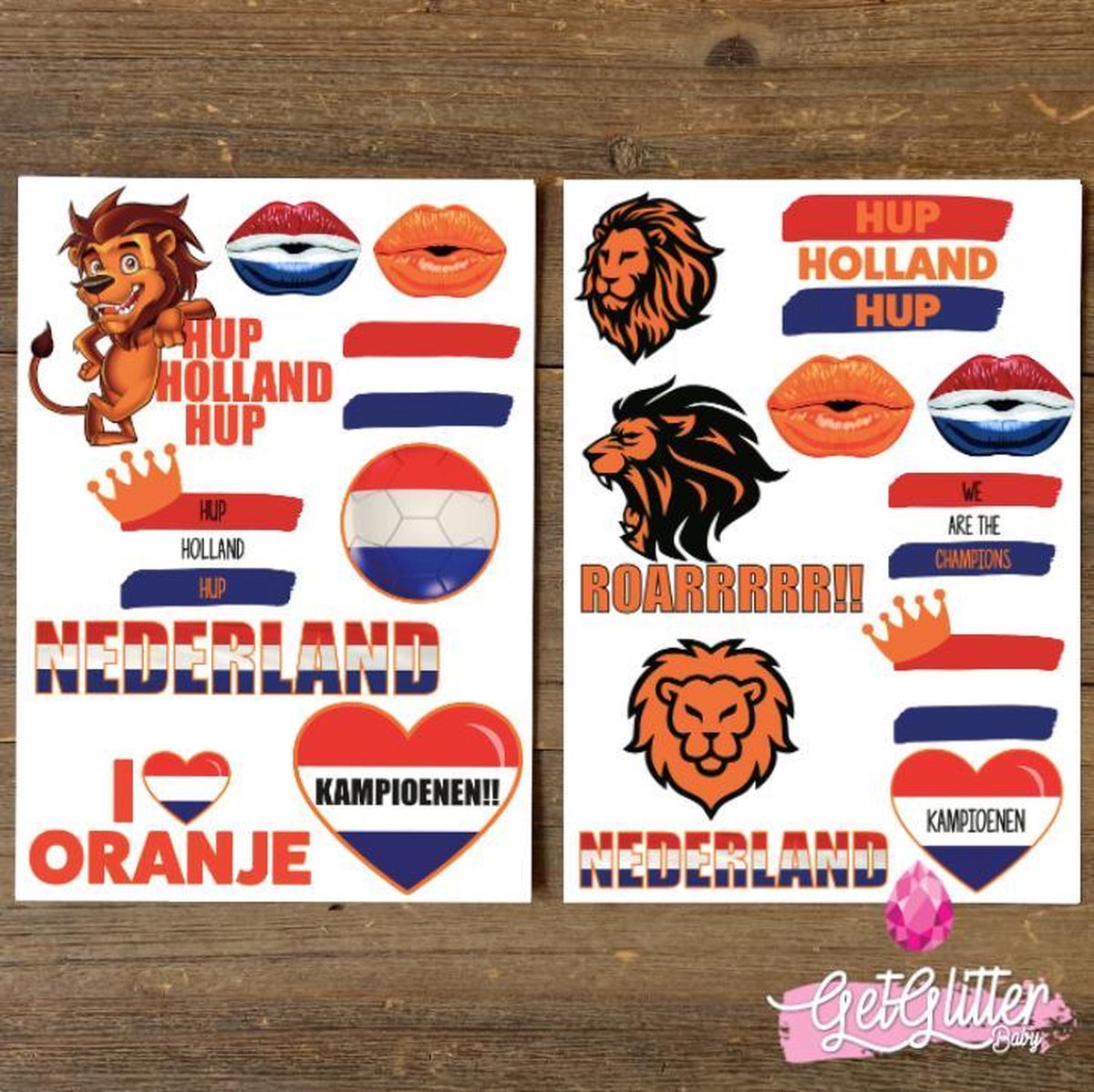   - Plak Tattoos EK Voetbal / Tijdelijke Tattoo Stickers / Nep Tatoeage / Rood Wit Blauw Oranje Smink - Nederland / Nederlandse Vlag / Nederlands Elftal - 2 stuks