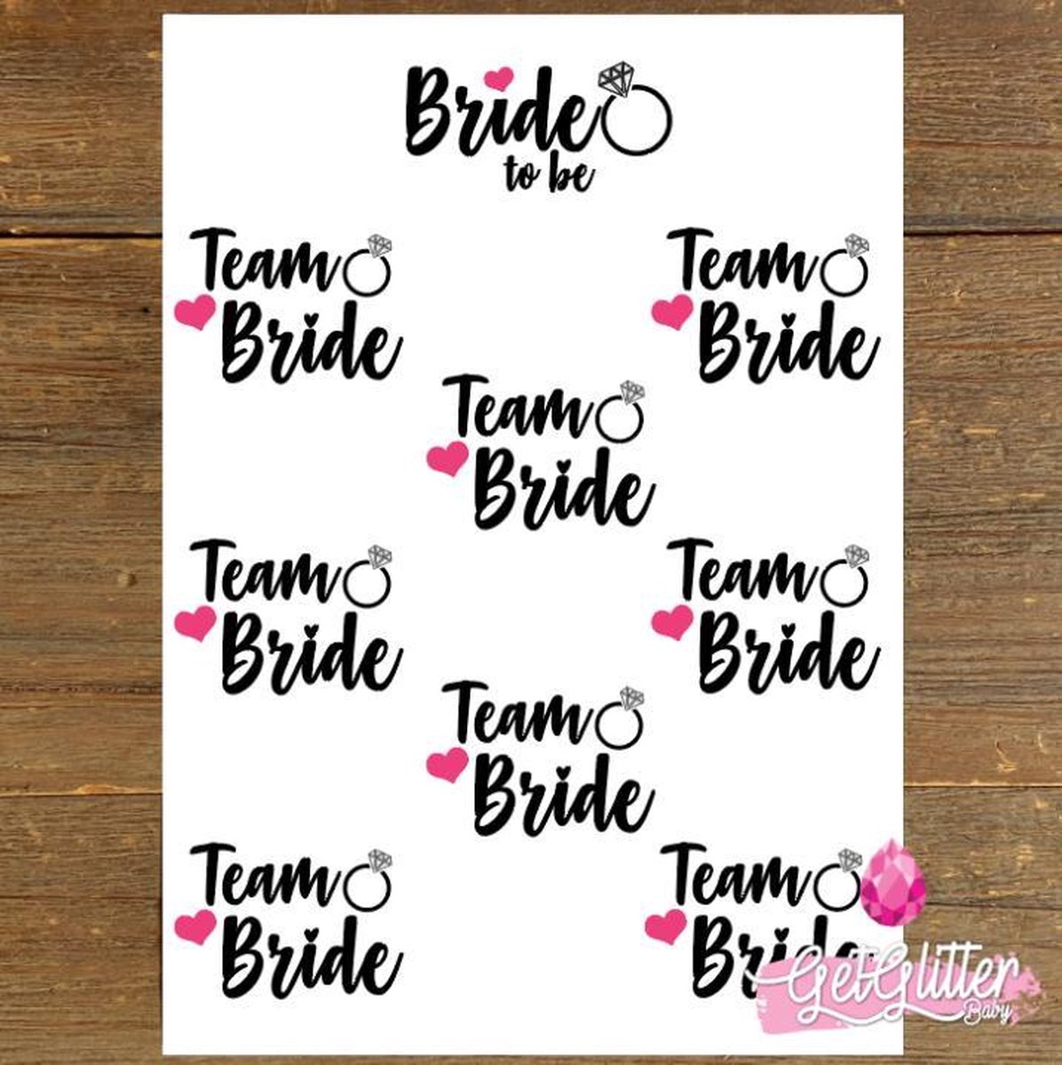   - Pols Plak Tattoos / Tijdelijke Tattoo - Vrijgezellenfeest Vrouw - Bride to be / Team Bride