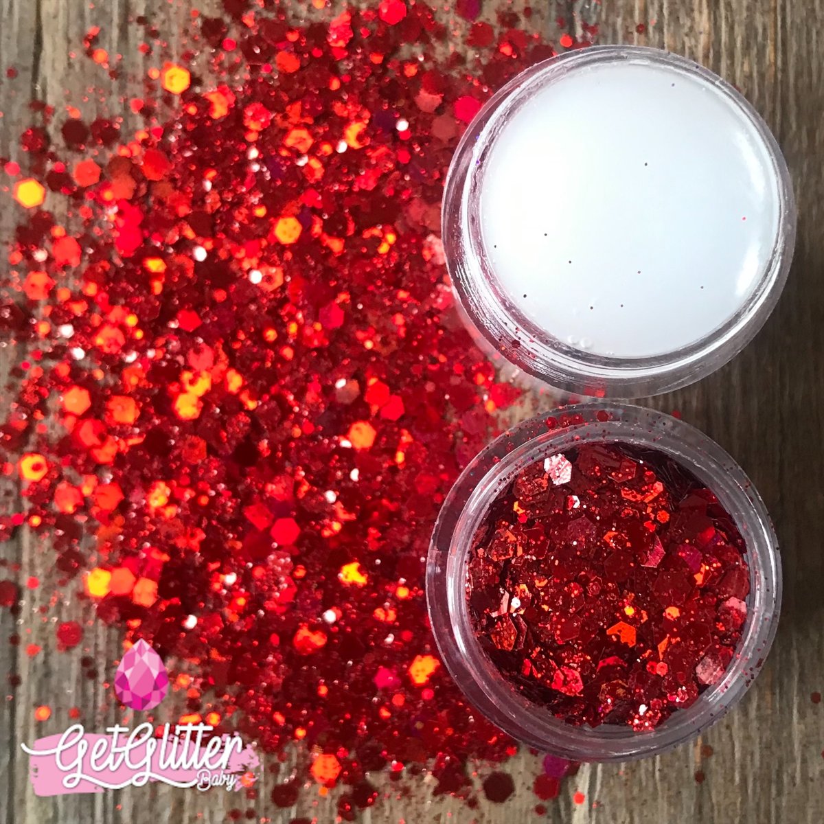 GetGlitterBaby Chunky Festival Glitter voor Lichaam en Gezicht - Rood - en Glitter HuidLijm