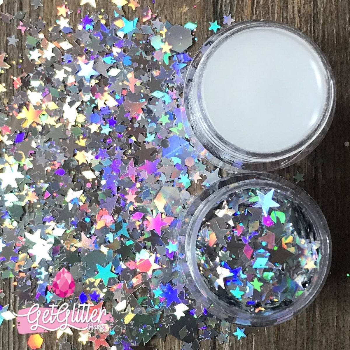   Chunky Festival Glitters voor Lichaam en Gezicht / Face Body Glitter - Zilver - en Glitter HuidLijm