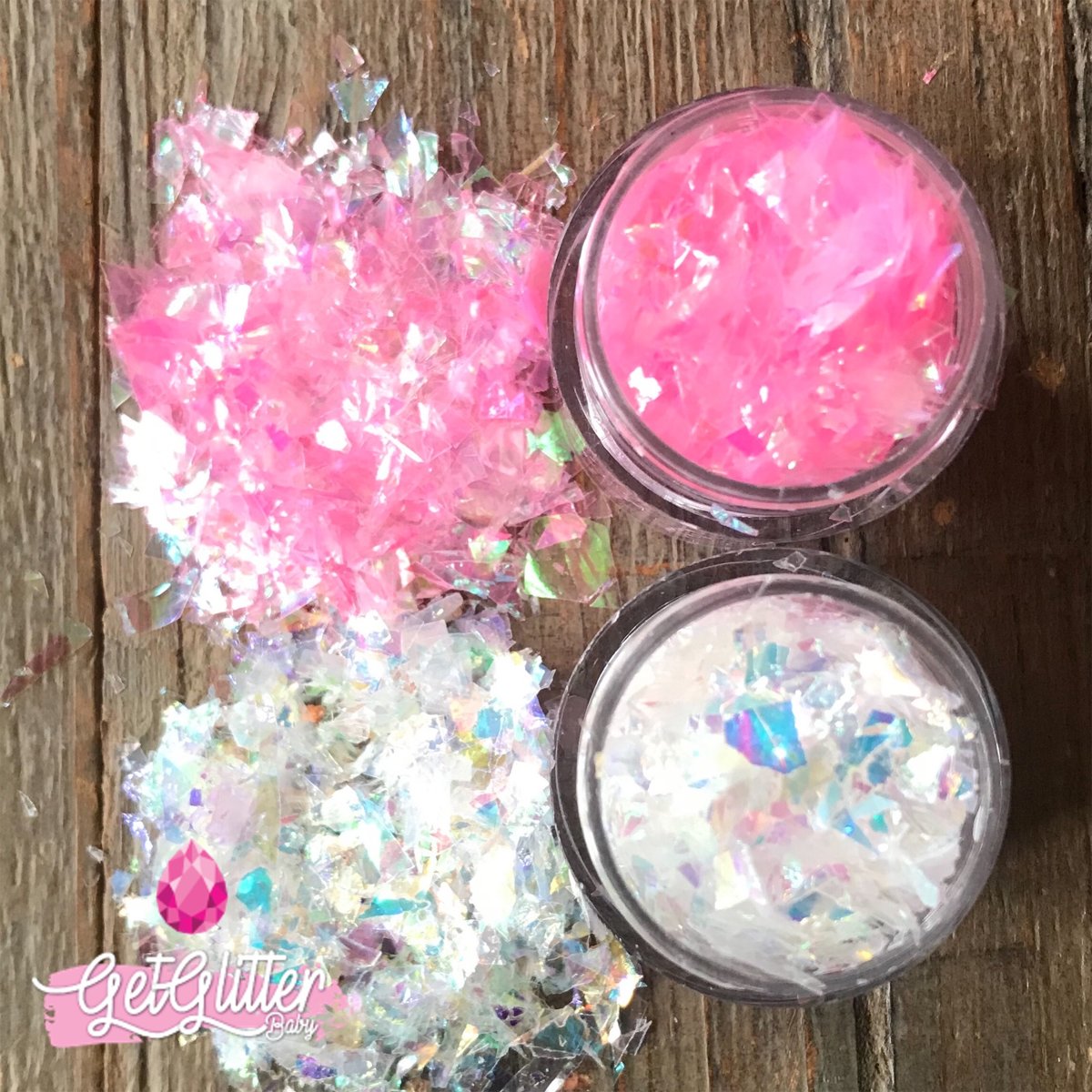 GetGlitterBaby Chunky Stukjes Festival Glitters voor Lichaam en Gezicht - Wit en Roze