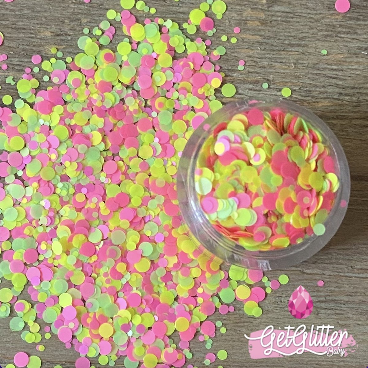 GetGlitterBaby® - Biologische / Biologisch afbreekbare Chunky Mix Festival Glitters voor Lichaam en Gezicht / Biodegradable Groene Gele Face en Body Glitter- Groen Geel Roze