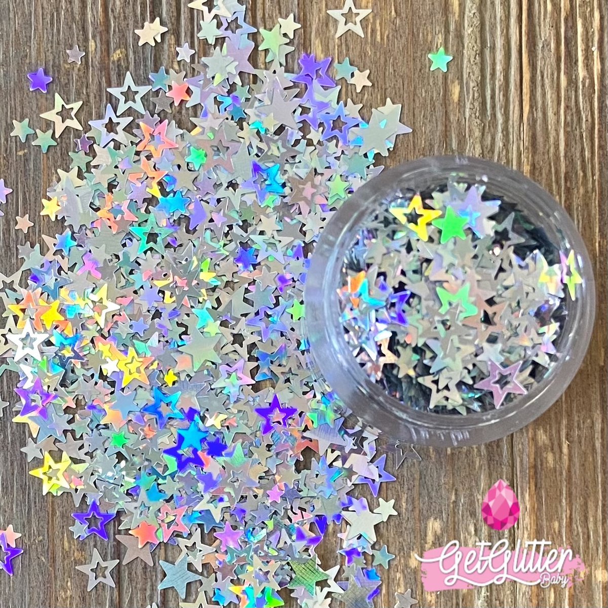 GetGlitterBaby® - Biologische / Biologisch afbreekbare Zilveren Sterren Chunky Festival Glitters voor Lichaam en Gezicht / Biodegradable Face Body Jewels - Zilver Sterretjes